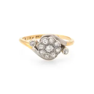 Antique Victorian Diamond Cluster Ring Vintage 18k Gold Platinum Engagement Fine