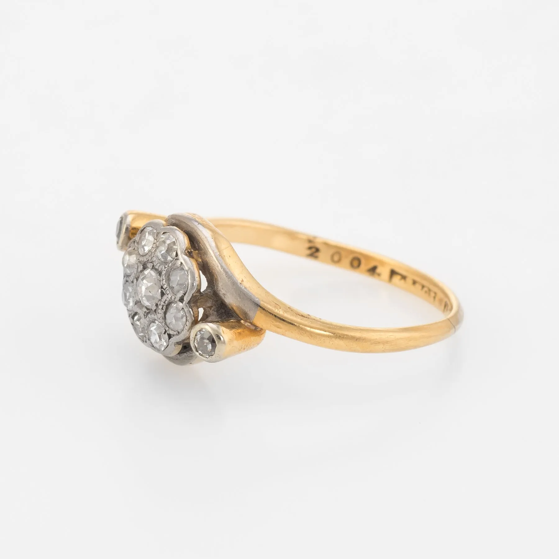 Antique Victorian Diamond Cluster Ring Vintage 18k Gold Platinum Engagement Fine