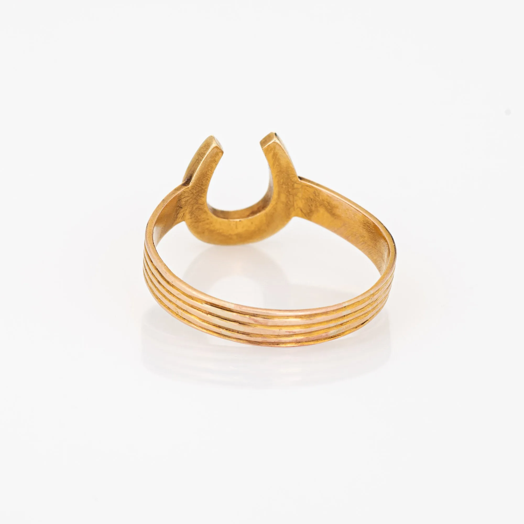 Antique Victorian Horseshoe Ring 14k Yellow Gold Vintage Good Luck Jewelry 9.75