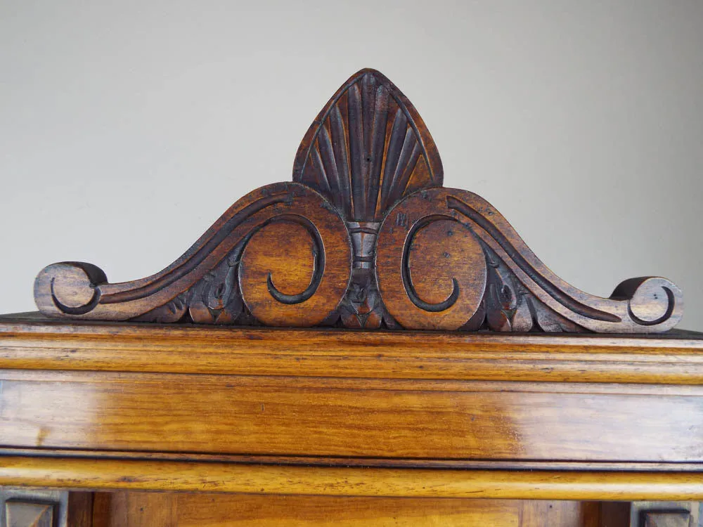 Antique Victorian Large Wooden Wall Display Cabinet Wood