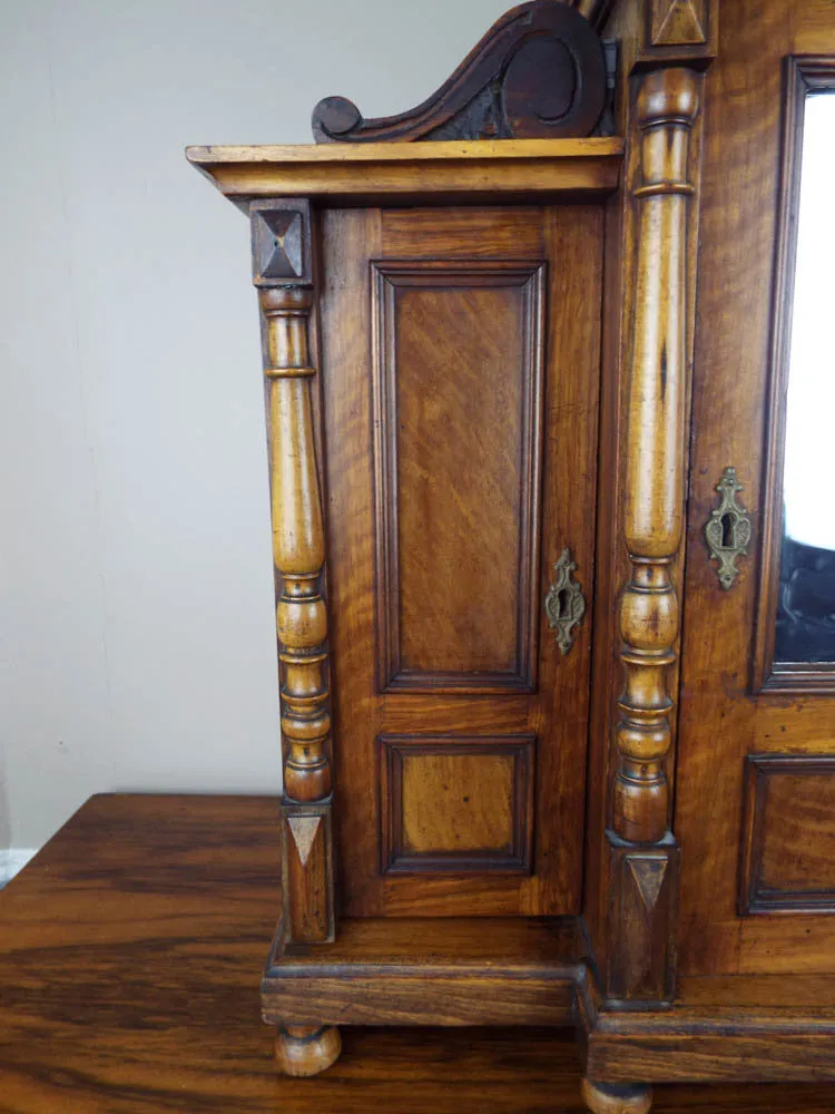 Antique Victorian Large Wooden Wall Display Cabinet Wood