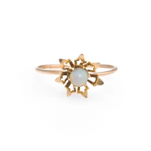 Antique Victorian Opal Conversion Ring Flower 10k Yellow Gold Vintage Sz 4.75