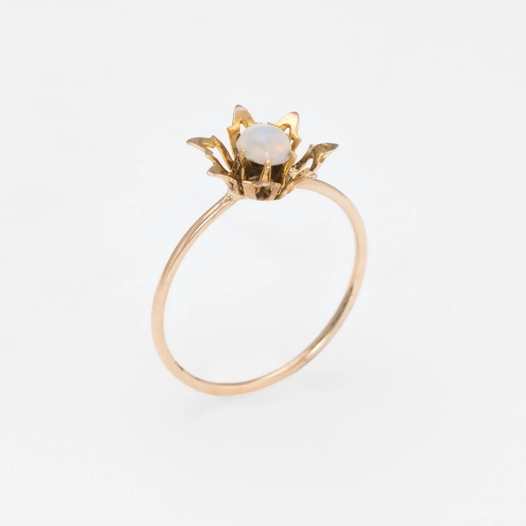 Antique Victorian Opal Conversion Ring Flower 10k Yellow Gold Vintage Sz 4.75