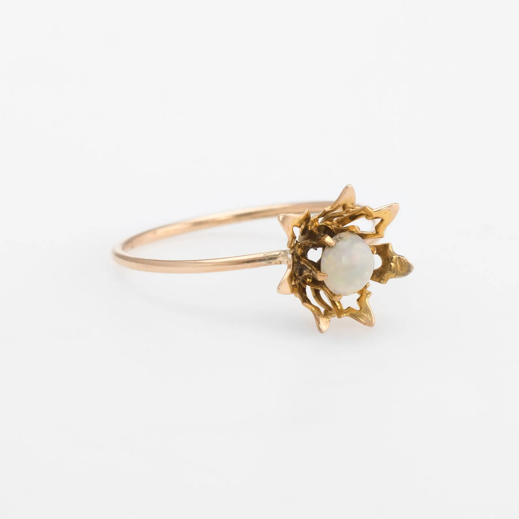 Antique Victorian Opal Conversion Ring Flower 10k Yellow Gold Vintage Sz 4.75