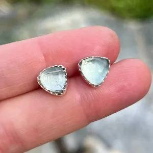 Apatite triangle studs in silver