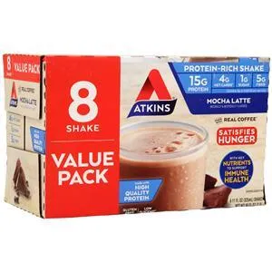 Atkins Ready To Drink Shake (RTD Tetra-Can) Mocha Latte 8 cans