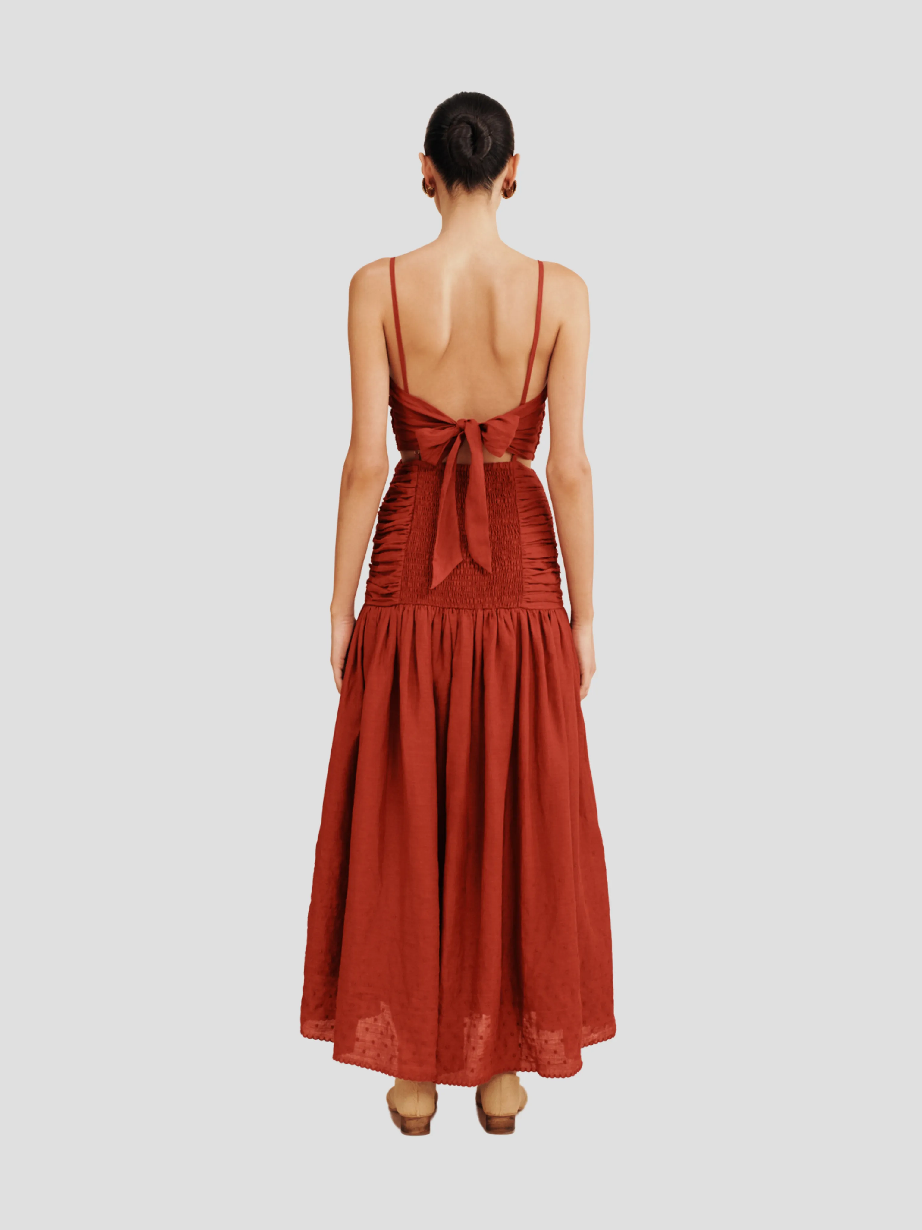Aurelia Ruched Square-Neck Dress