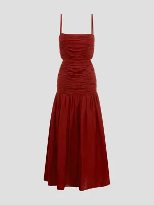 Aurelia Ruched Square-Neck Dress