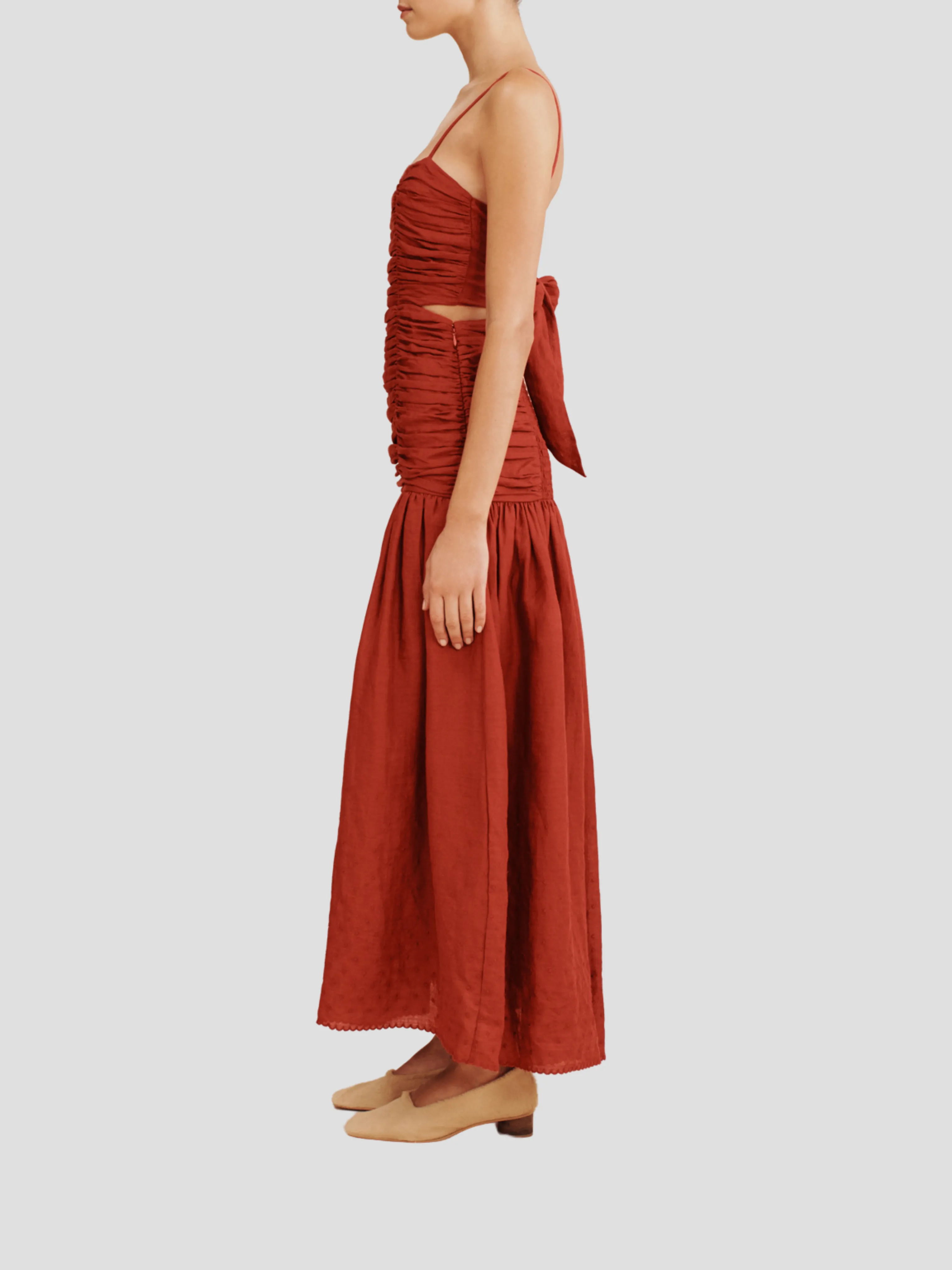 Aurelia Ruched Square-Neck Dress