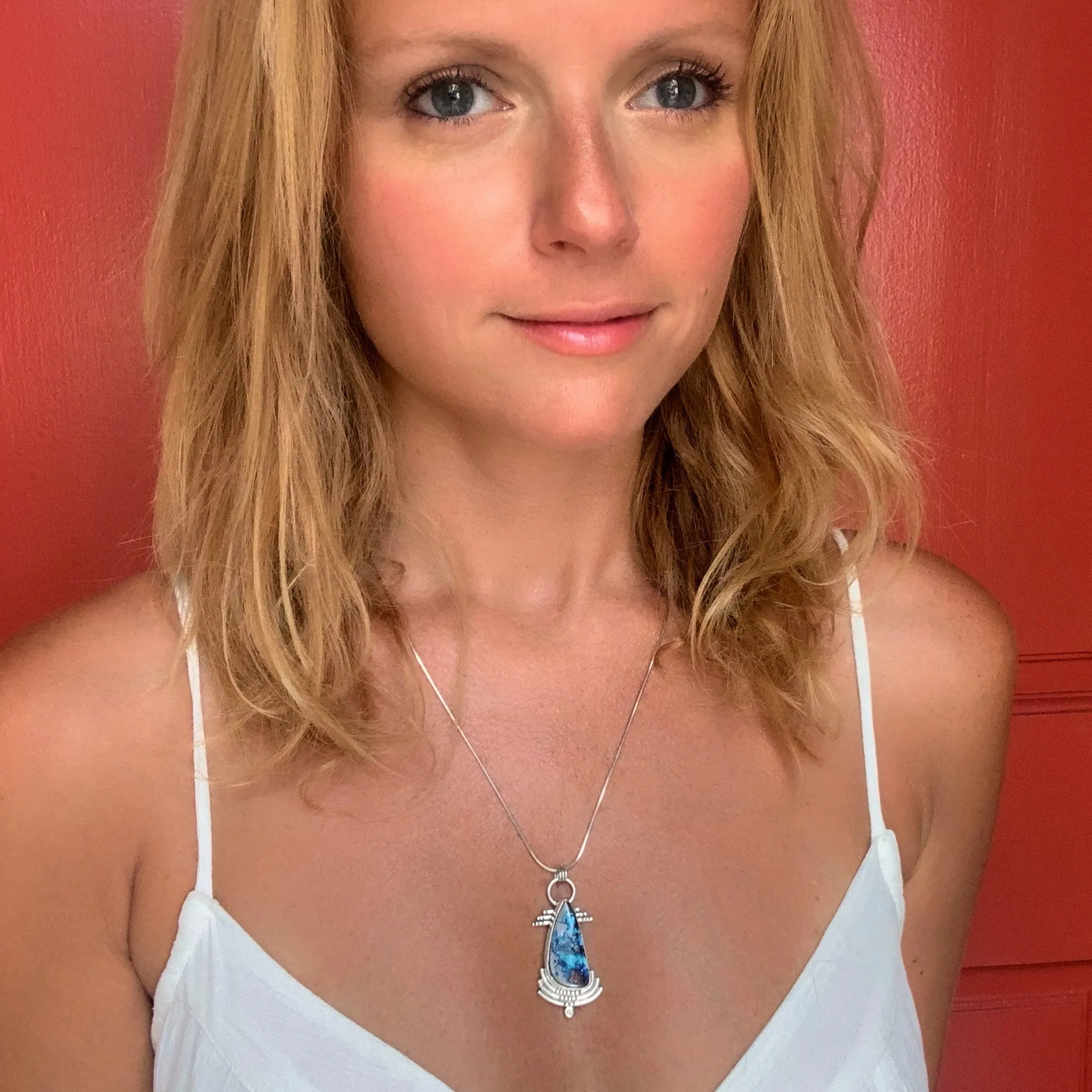 Australian boulder opal necklace in silver