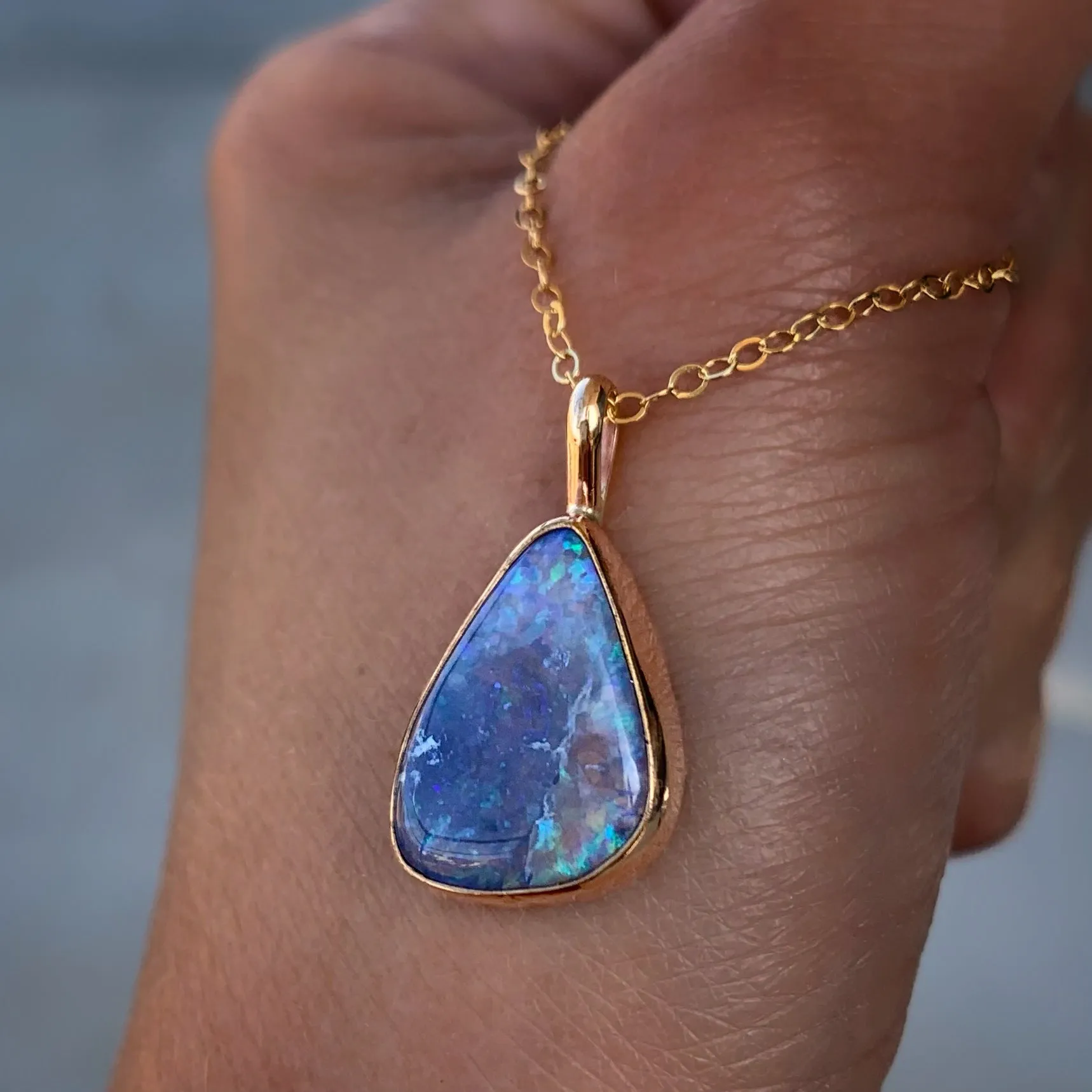 Australian crystal pipe opal necklace in 14K gold-fill