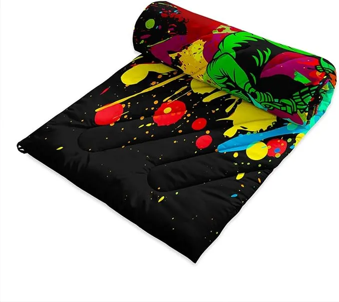 Axolotl Dirt Bike Camping Blanket,Motor Vehicles Biker Puffy Printed Blanket,Motocross Racer Packable Outdoor Blanket,Colorful Ink and Oil Paintlightweight Backpacking for Camping,Picnic,Hiking,Beach