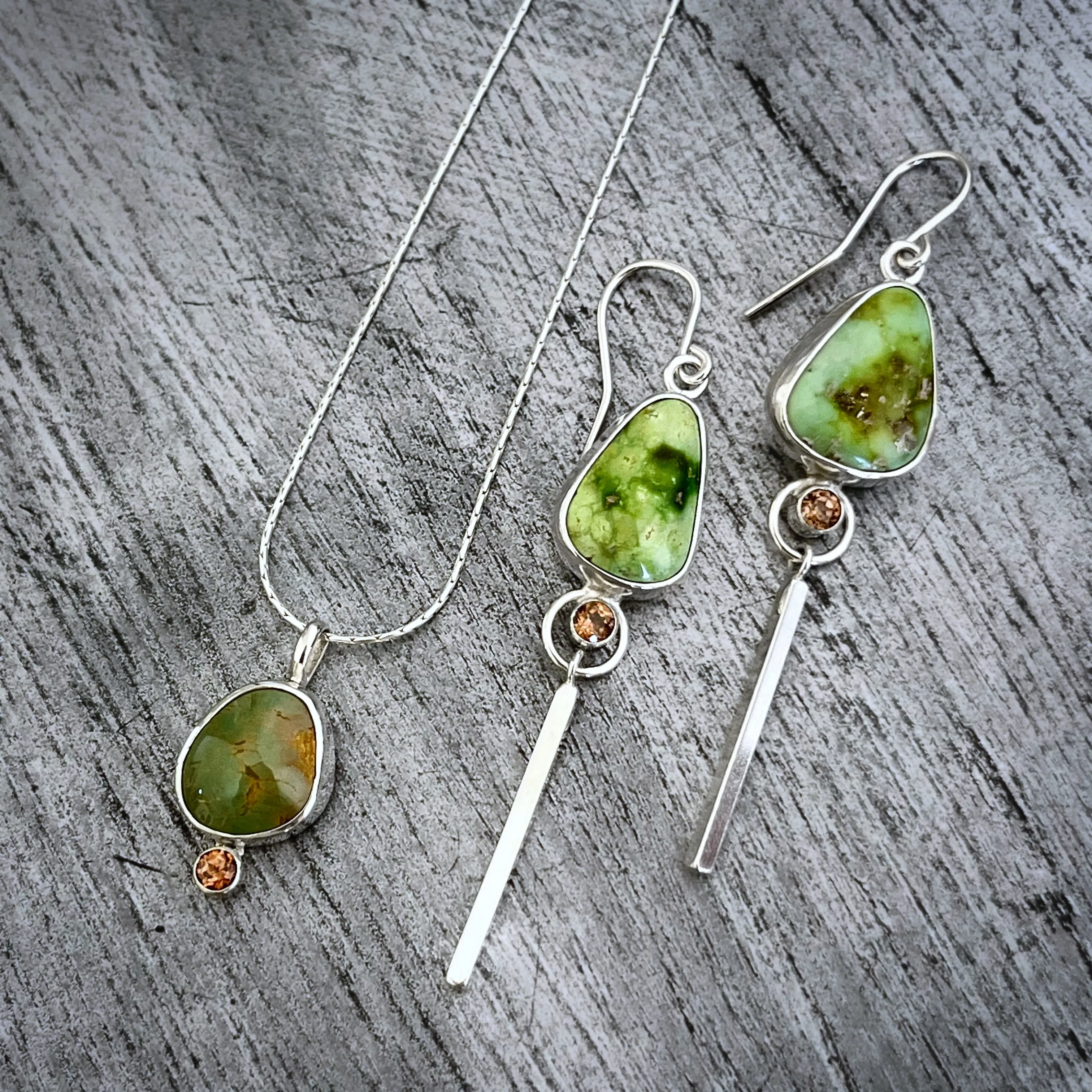 Bar dangles with turquoise & chocolate zircon