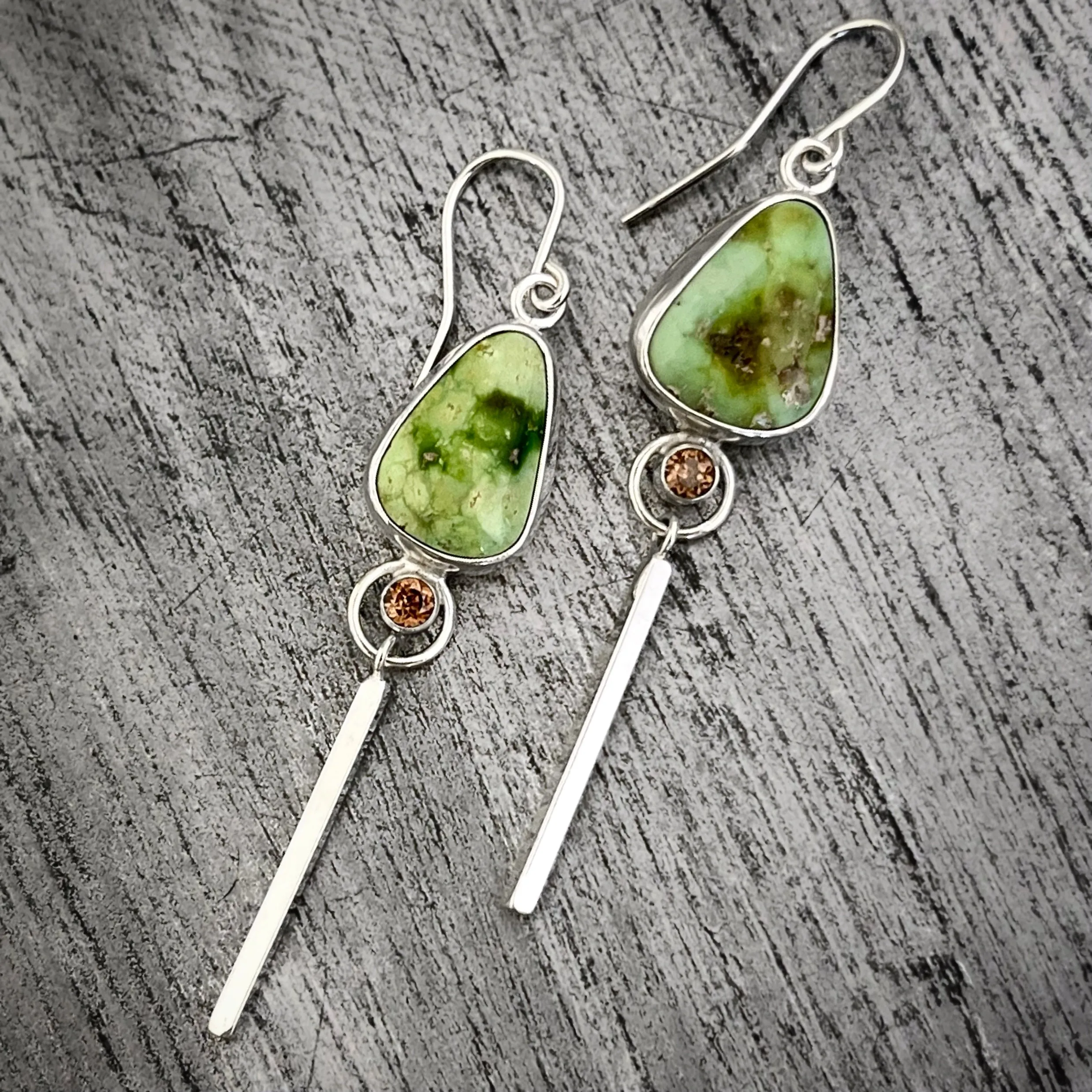Bar dangles with turquoise & chocolate zircon