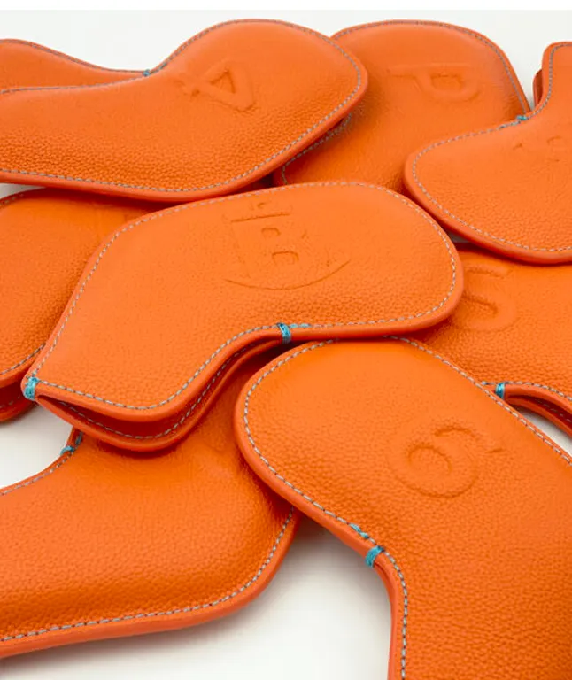 Baron Signature Iron Headcover made by Finest Calf Leather - Orange