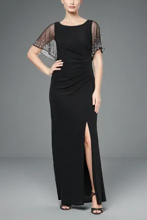Beading Round Neck Short Sleeve Chiffon Ankle Length Mother of The Bride Dresses