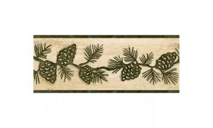 Beige and Green Lodge Pinecones TC48091B Wallpaper Border