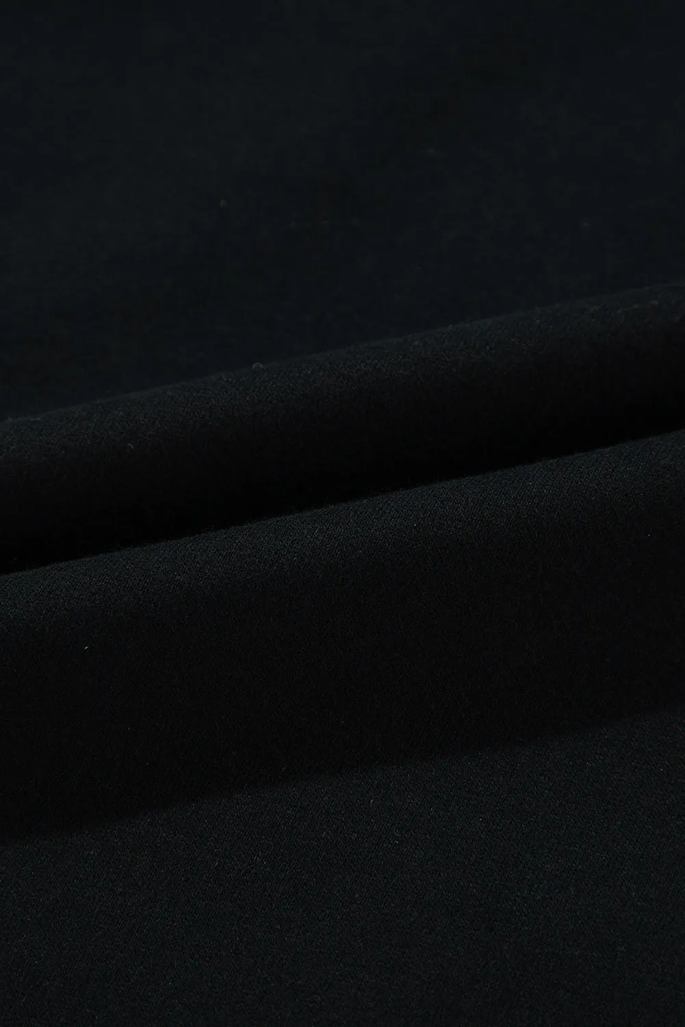 Black Fleece Lined Kangaroo Pocket Drawstring Chunky Hoodie