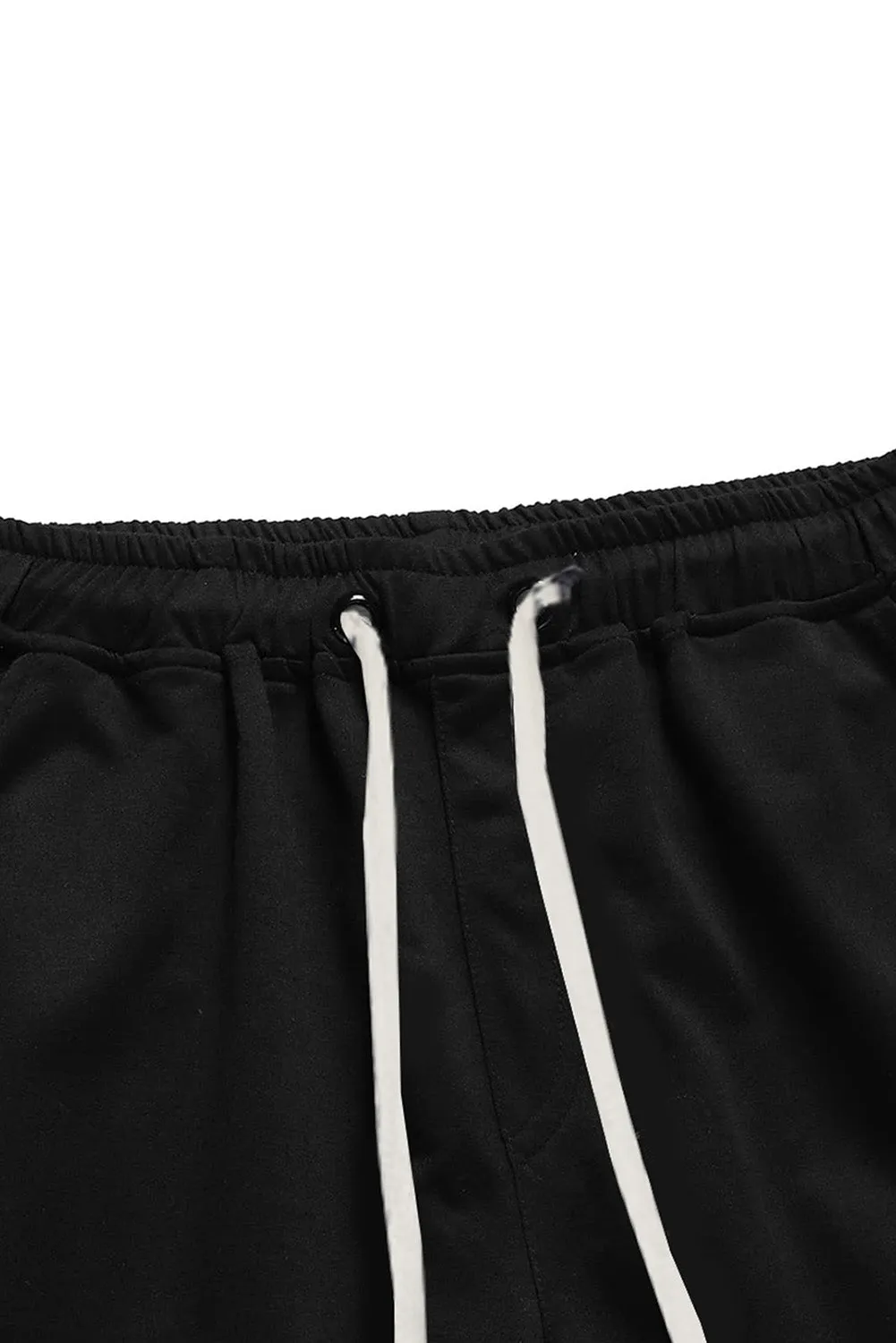 Black Halloween Letter Pumpkin Print Elastic Waist Men's Pants