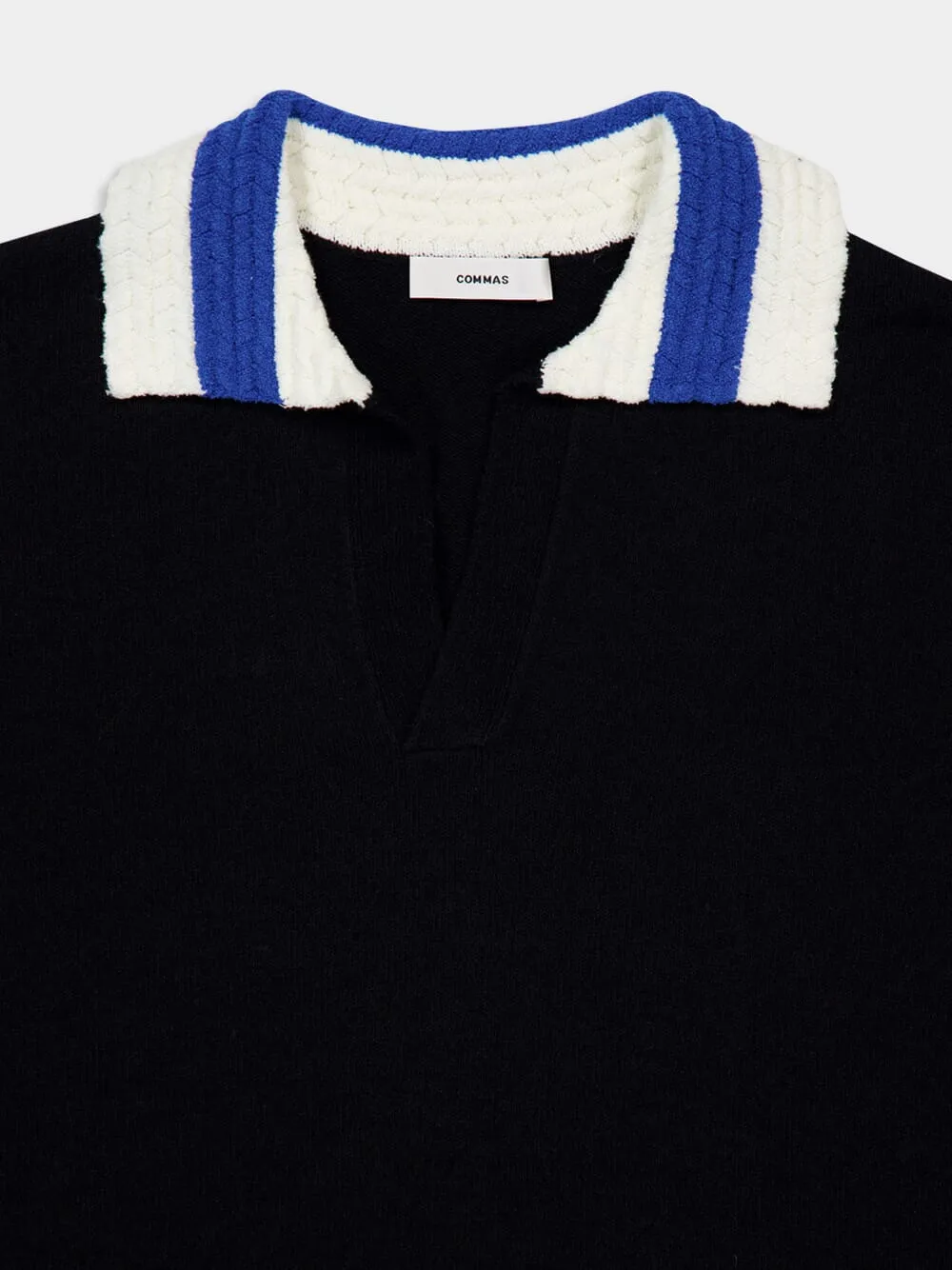 Black Hand-Crochet Collar Polo