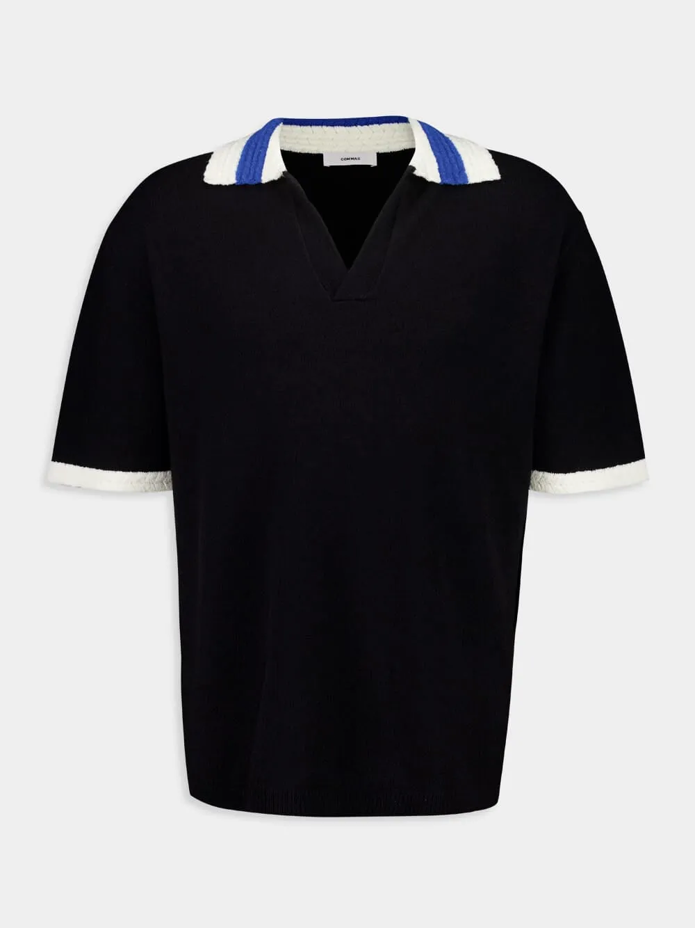 Black Hand-Crochet Collar Polo