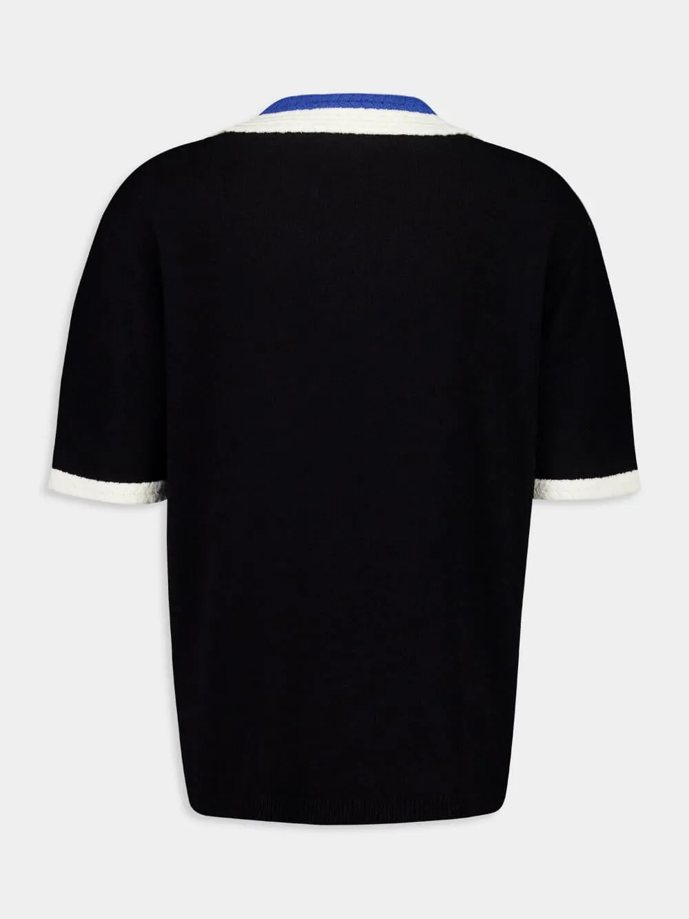 Black Hand-Crochet Collar Polo