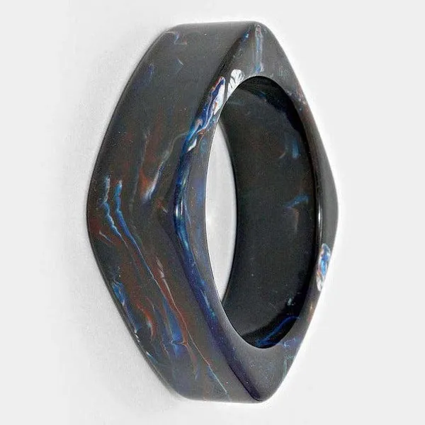 Blue Marble Acrylic Square Bangle Bracelet