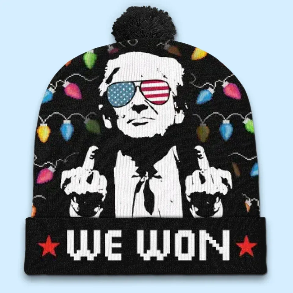 Bold Leadership For A Bold Nation - US Election Christmas Beanie Hat - Christmas Gift For Conservative Supporters