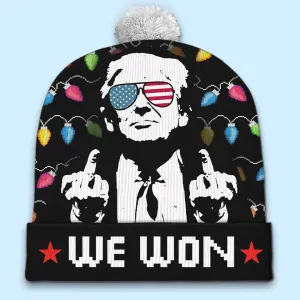 Bold Leadership For A Bold Nation - US Election Christmas Beanie Hat - Christmas Gift For Conservative Supporters
