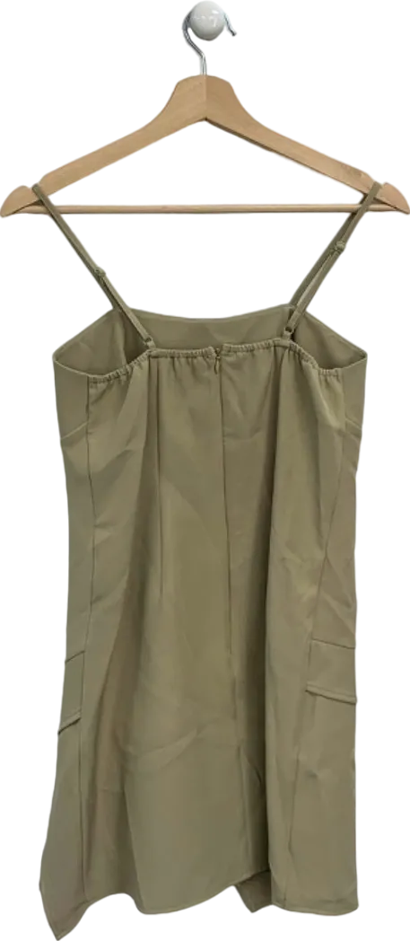 Boohoo Khaki Spaghetti Strap Mini Dress UK 10