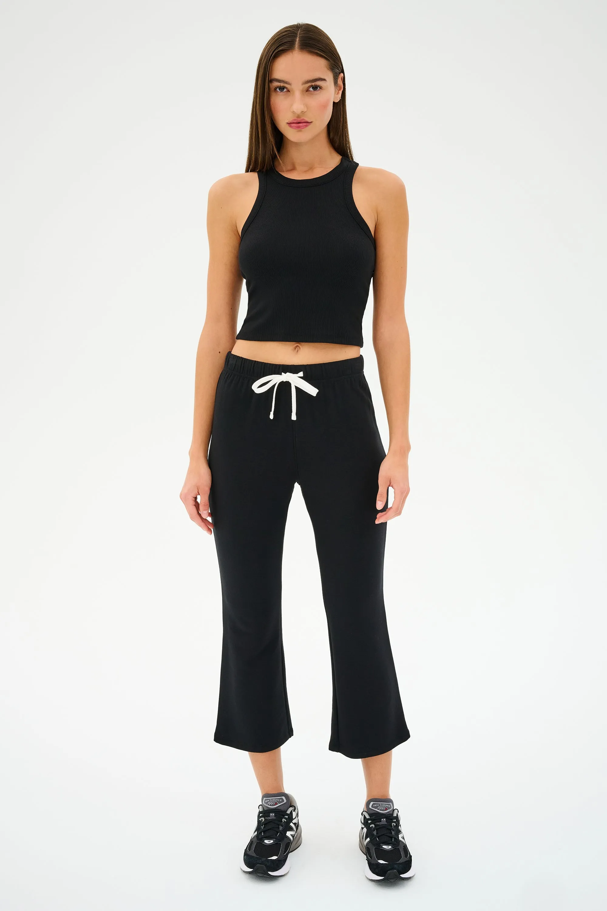 Brooks Fleece Cropped Flare - Black
