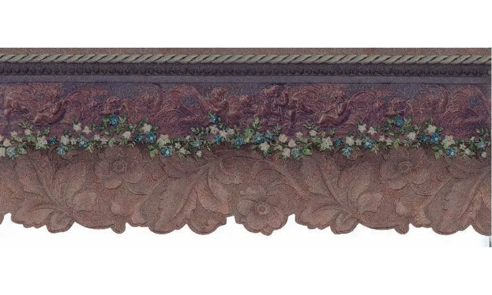 Brown Green Flower Vintage 87968 Wallpaper Border