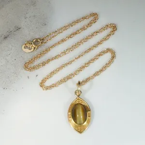 Buttery Tiger's Eye in Engraved Gold Arts & Crafts Pendant
