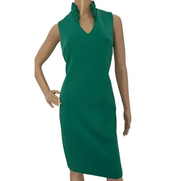 CALVIN KLEIN Ruffled-Collar Scuba Knit Sheath Mini Dress NWT