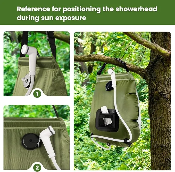 Camping Shower Bag, 5 Gal/20L Solar Heating Camping Shower with Upgraded Hose and Shower Head,Portable Shower for Camping Hiking, Traveling