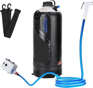 Camping Shower,12L Portable Camp Shower Bag with Upgraded Screw Lid, Auto Pressure Pump, Solar Shower, Camping Shower Head for Beach Camping, Hiking, Traveling, Washing