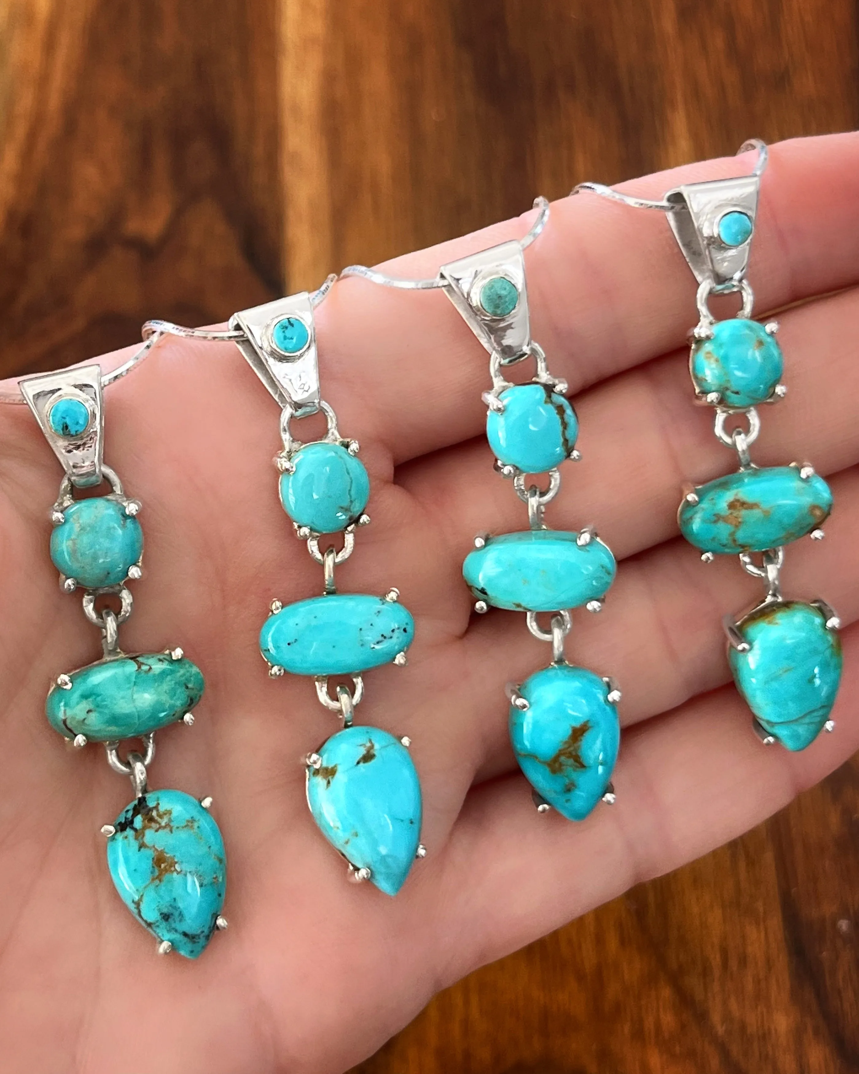 Cascading turquoise necklace in silver
