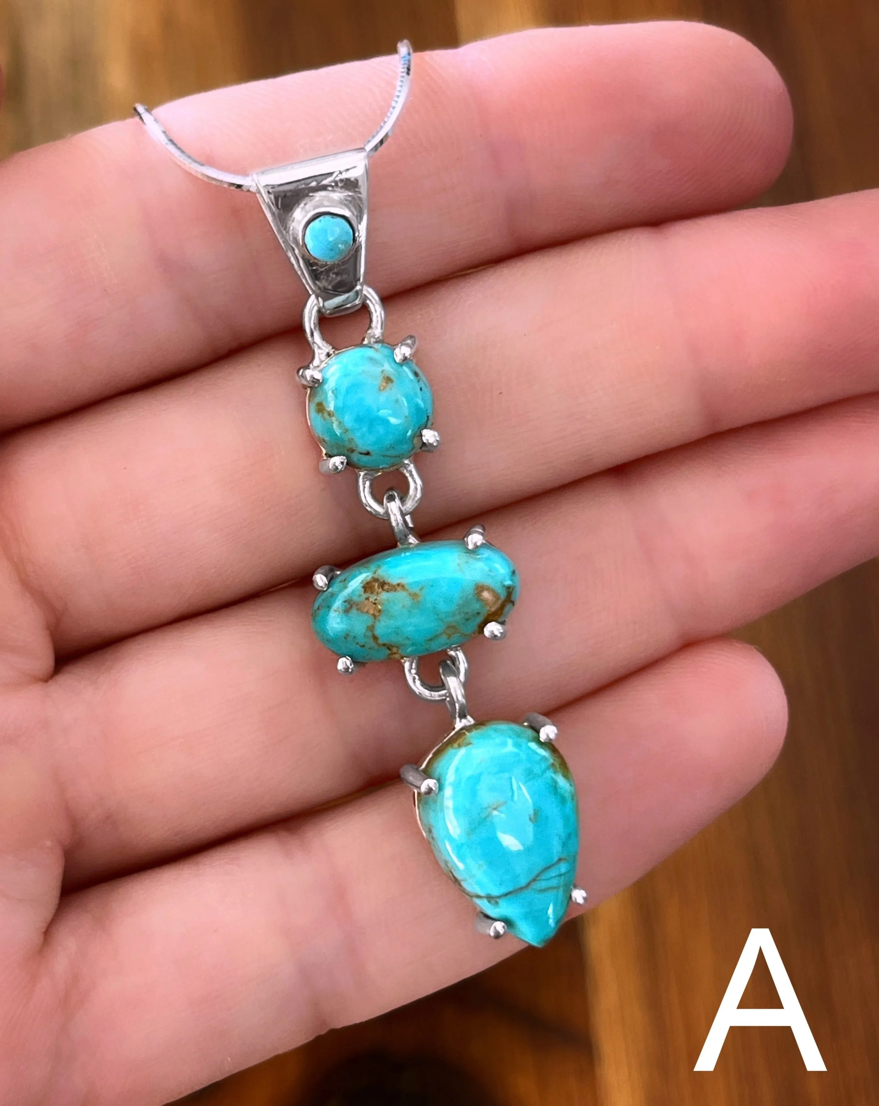 Cascading turquoise necklace in silver