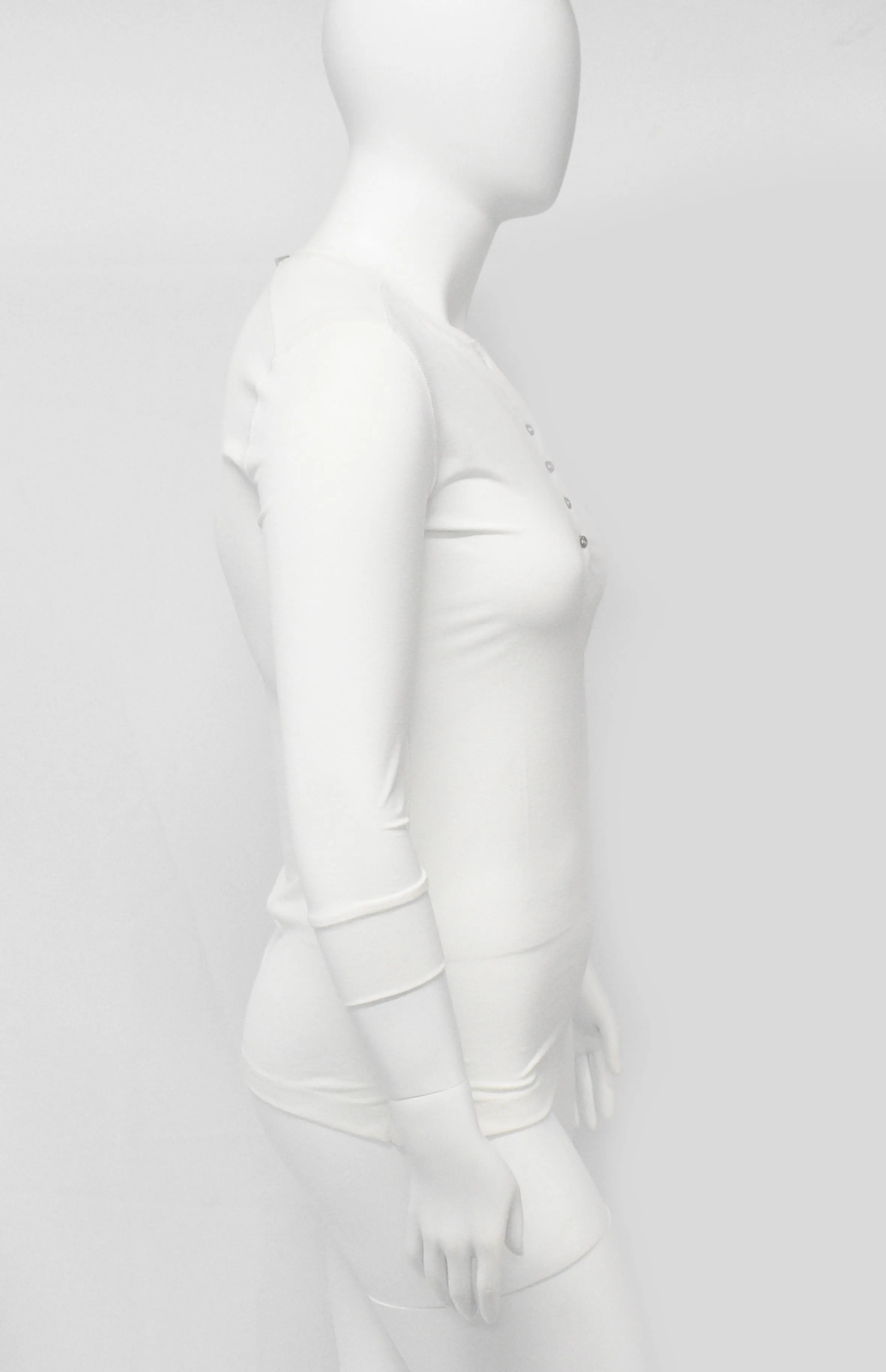 Casual Dress Top With Open Chest Buttons-White