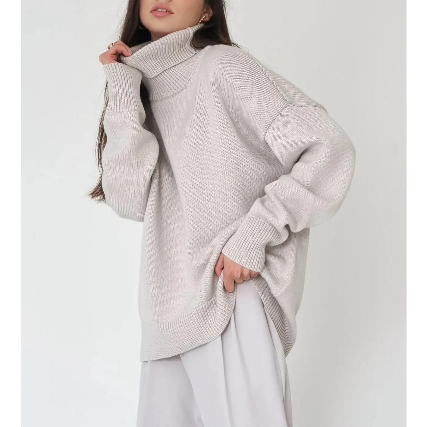 Casual Oversized Knitted Pullover for Women