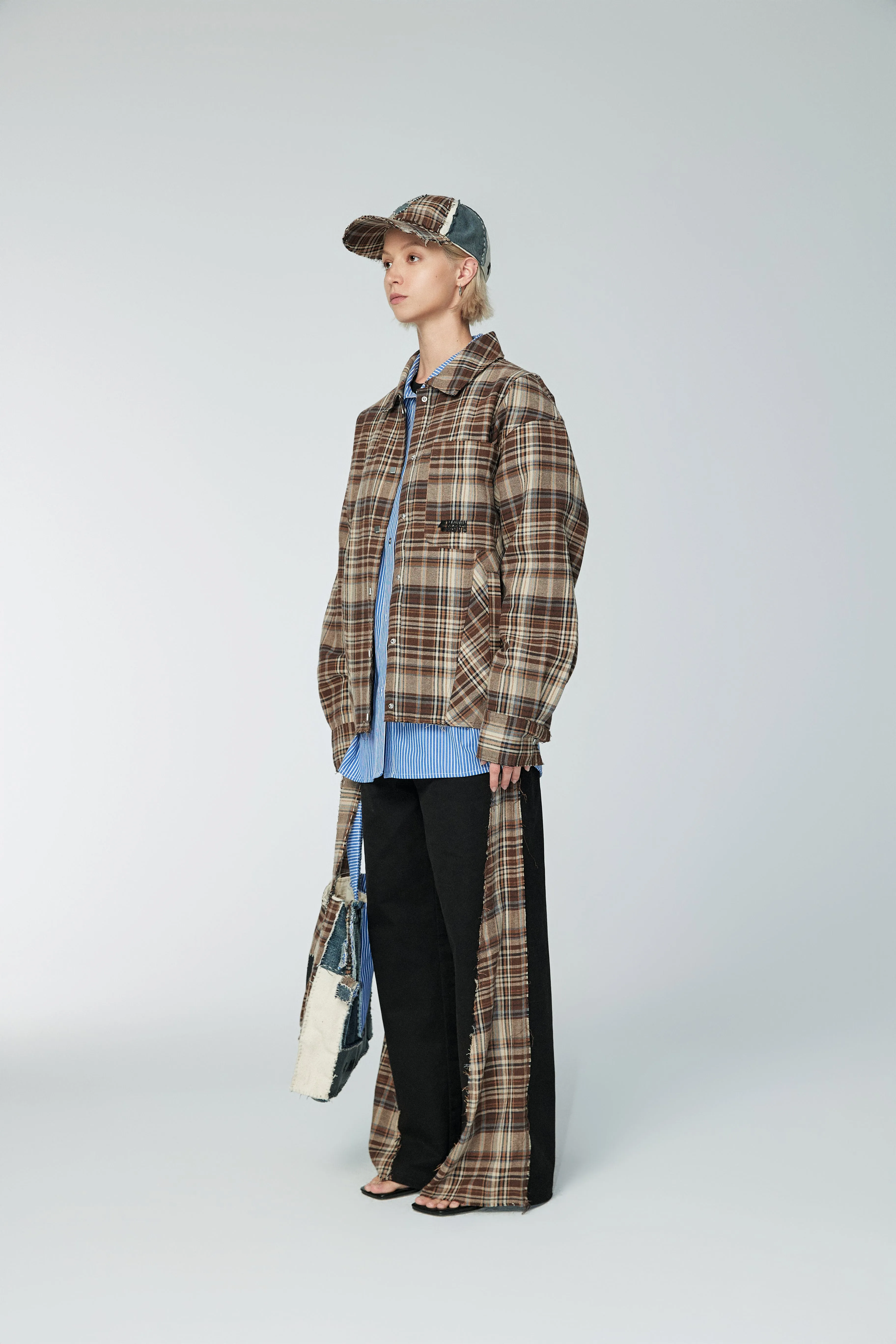 Check and Twill - Trousers - Black/Brown