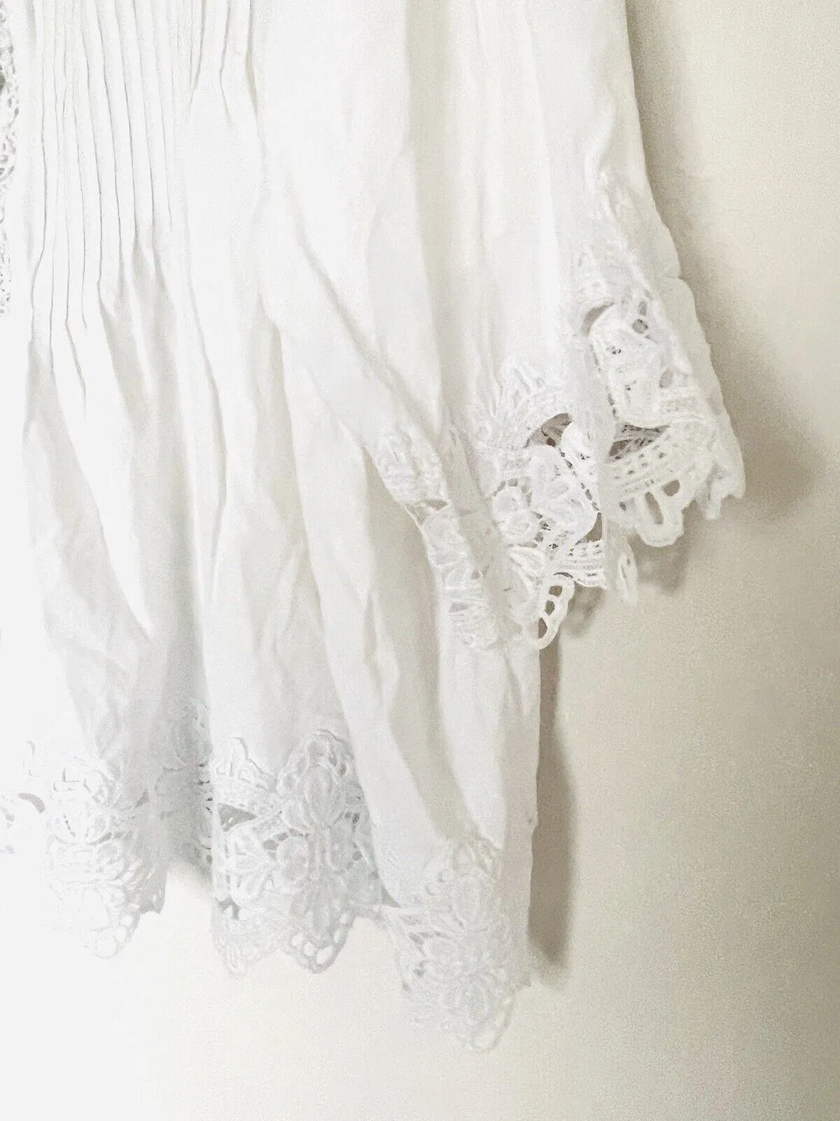 CHELSEA & THEODORE Crochet Top Plus Sz 2X 3/4 Sleeve V-Neck Pullover Botton Boho
