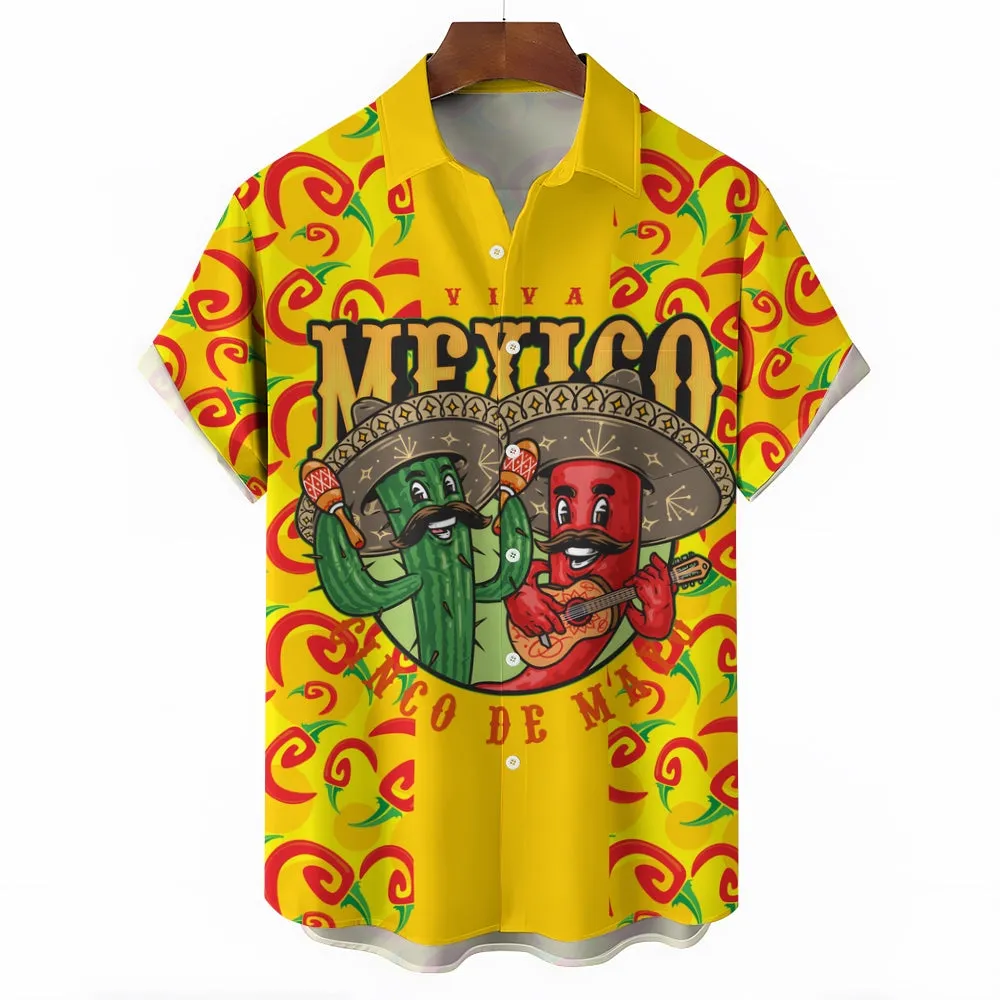 Cinco De Mayo Mexico Chili Casual Short Sleeve Shirt 2404001076