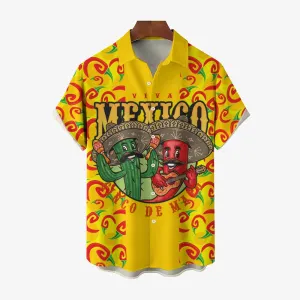 Cinco De Mayo Mexico Chili Casual Short Sleeve Shirt 2404001076