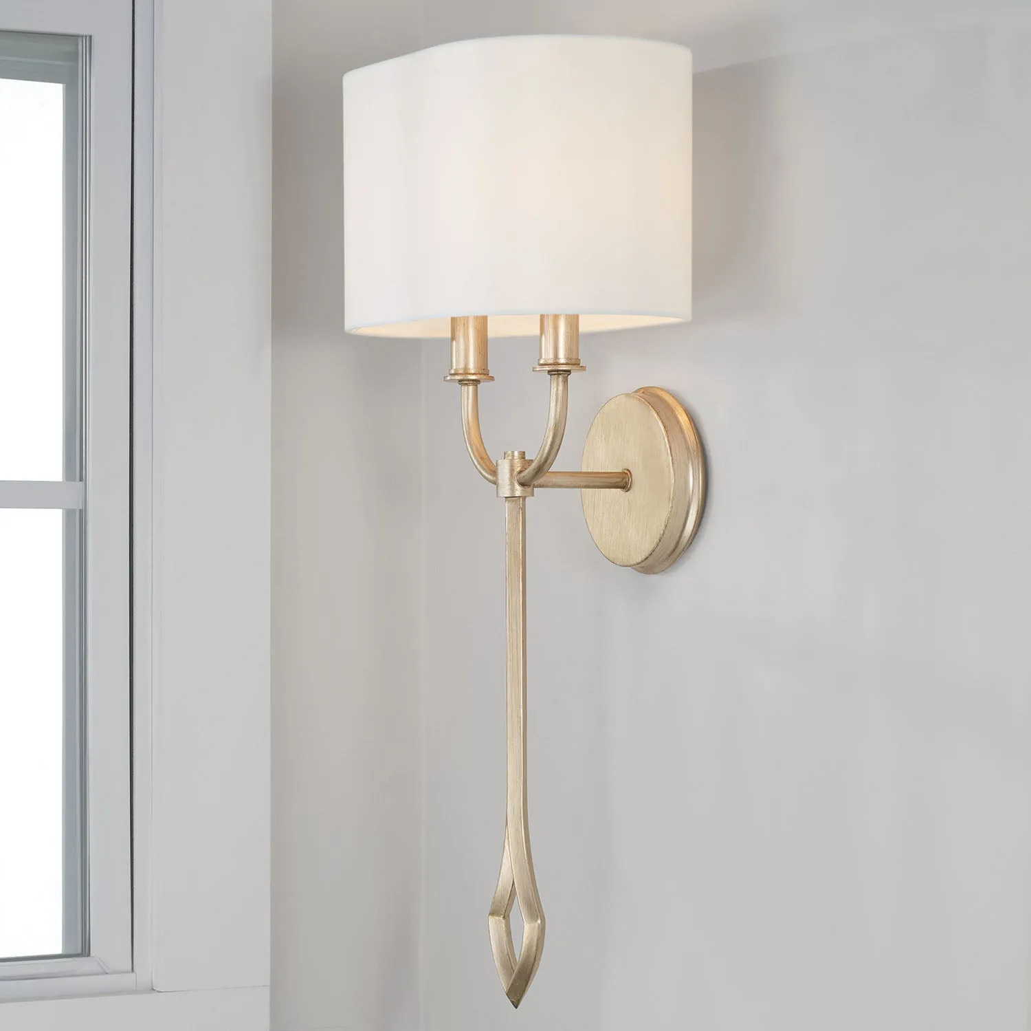 CLAIRE 2-LIGHT SCONCE, BRUSHED CHAMPAGNE