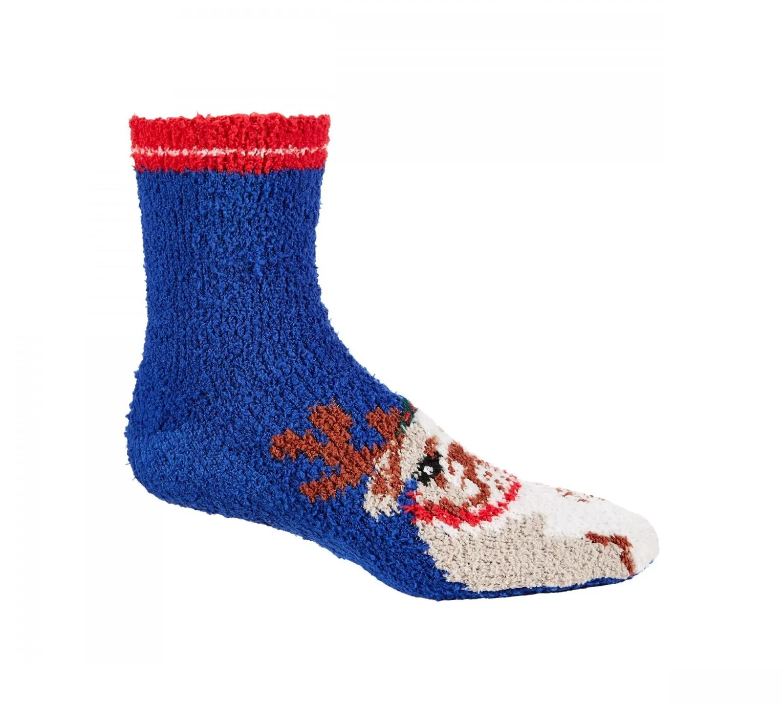 Club Room Cozy Holiday Reindeer Dog Christmas Bulldog Crew Socks Blue One Size