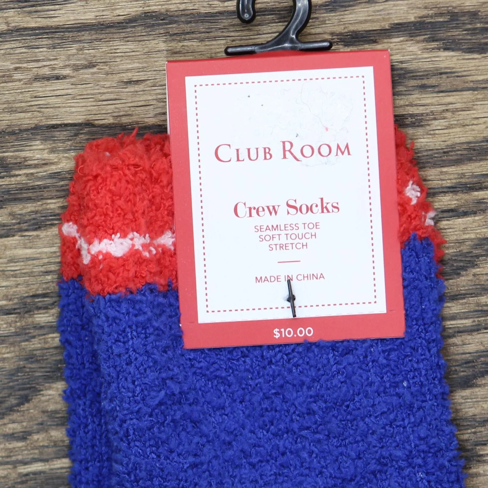 Club Room Cozy Holiday Reindeer Dog Christmas Bulldog Crew Socks Blue One Size
