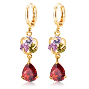 Colored Crystal & Cubic Zirconia Swirl Drop Earrings