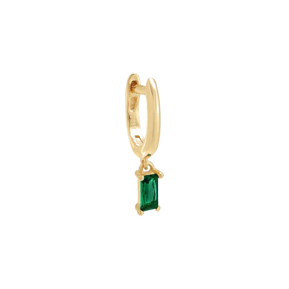 Colored Dangling Baguette Huggie Earring