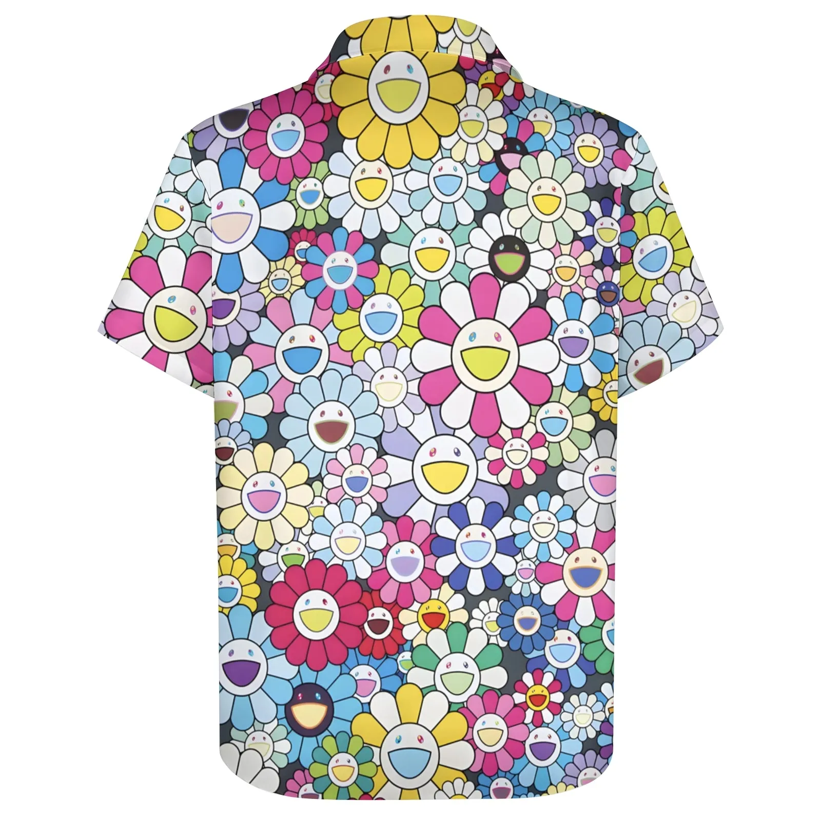 Colorful Flowers Casual Short Sleeve Shirt 2404001701